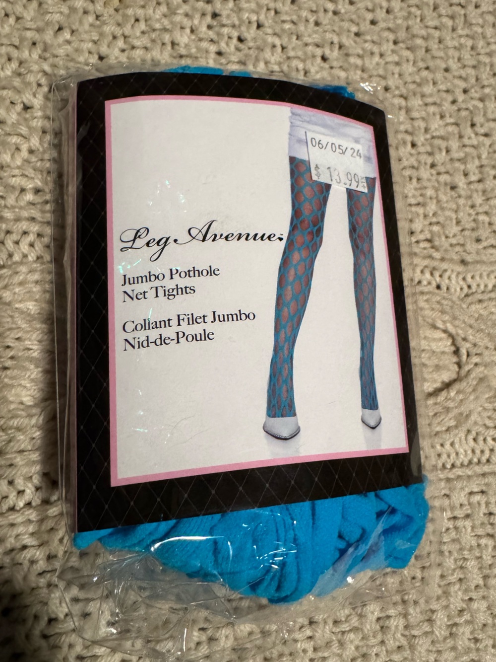 Leg Avenue Jumbo Pothole Net Tights - Bright Blue